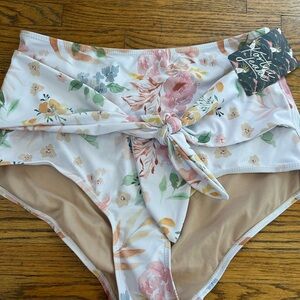Kourtni Jean Floral High-Waisted Bikini Bottoms